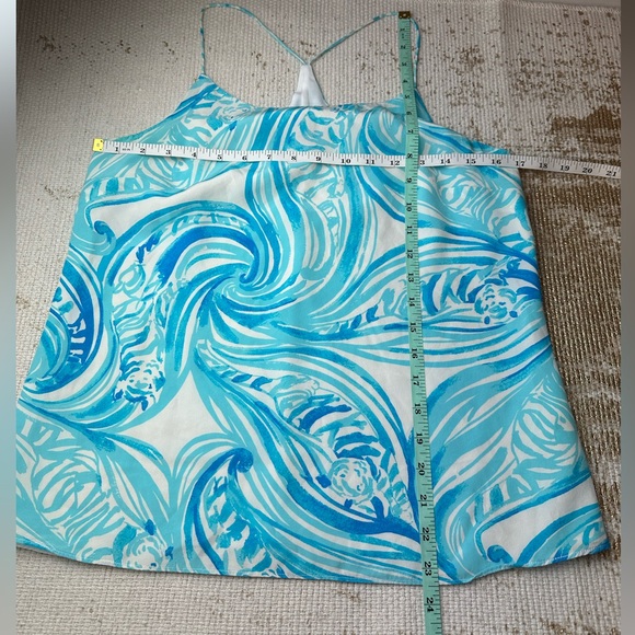LILLY PULITZER Blue & White Belle Top Resort White Sea Ruffles | Size Small - Picture 12 of 12